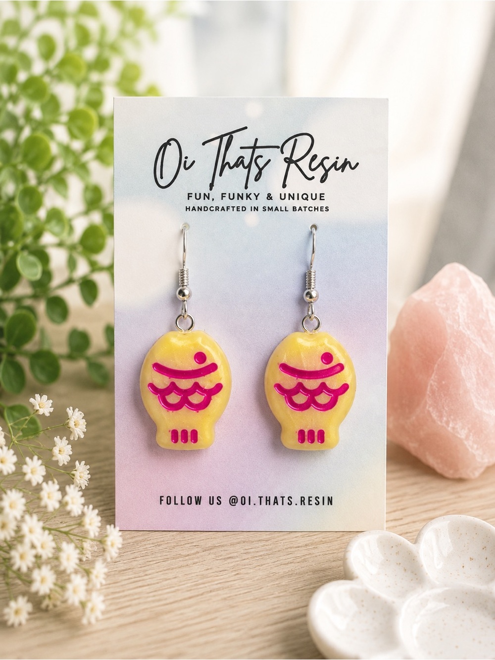 Handmade Yellow Fish Dangle Earrings | Cute Kawaii teacher Earrings